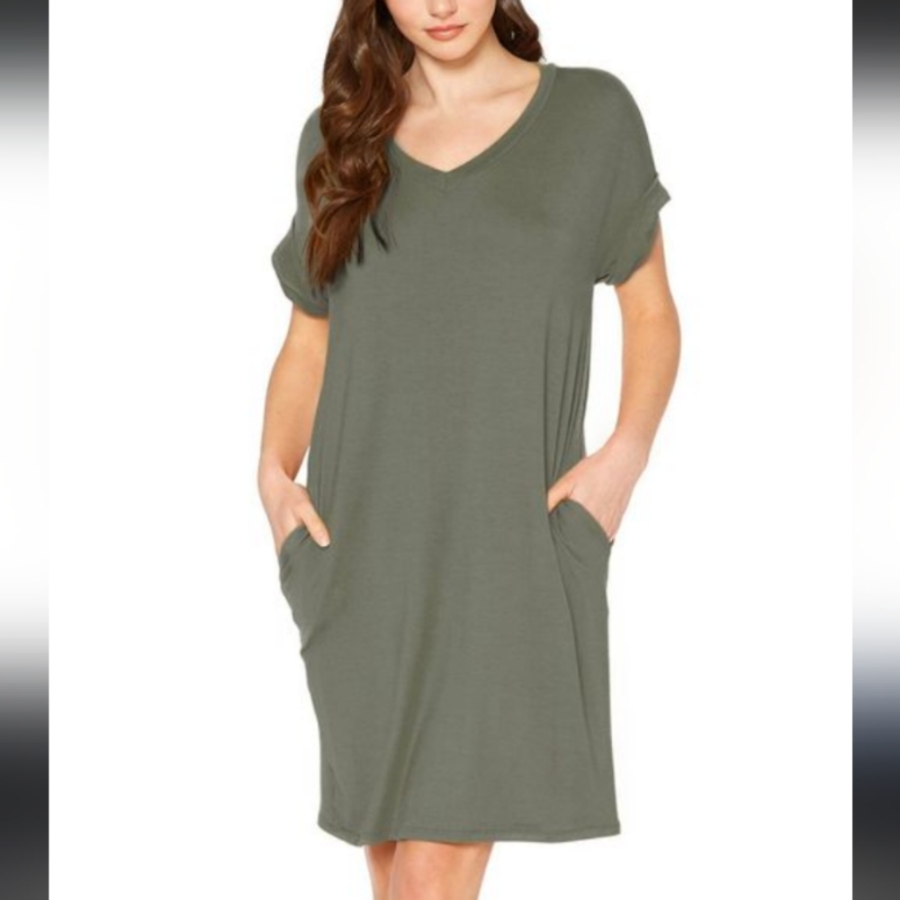 Crosby Gray Round Neck T-Shirt Dress Sz Lg